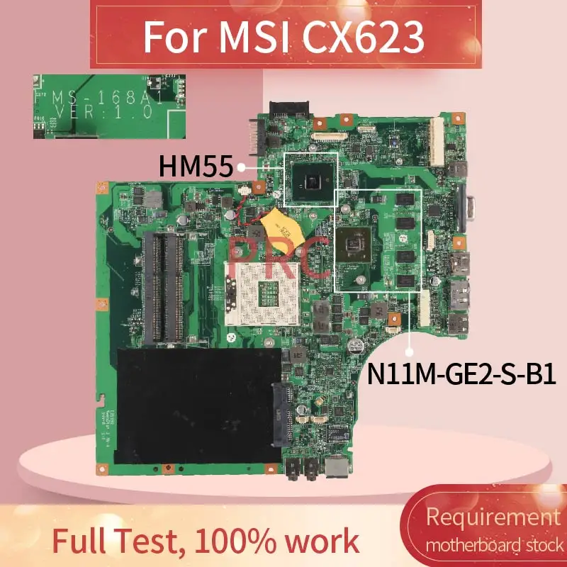 Материнская плата для ноутбука MSI CX623 материнская HM55 MS-168A1 DDR3 | Материнские платы