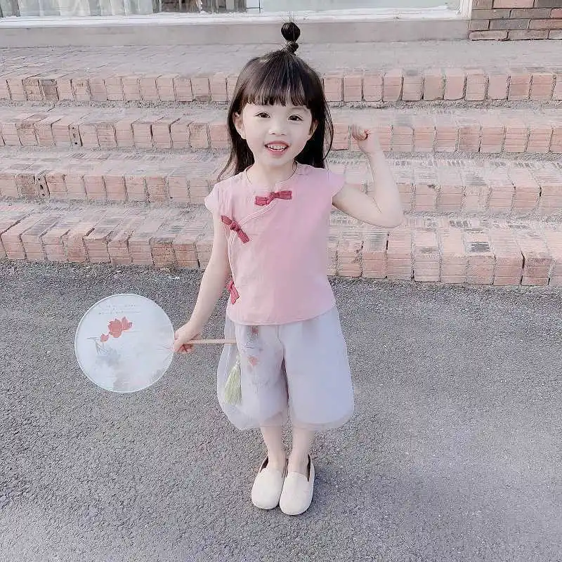 

Girls' suits 2021 summer clothes new children's clothes Chinese style net red Hanfu Republic of China style super western style