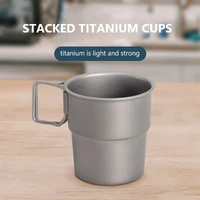 300ml pure titanium cup ultralight outdoor coffee tea mug without lid and foldable handle camping cookware