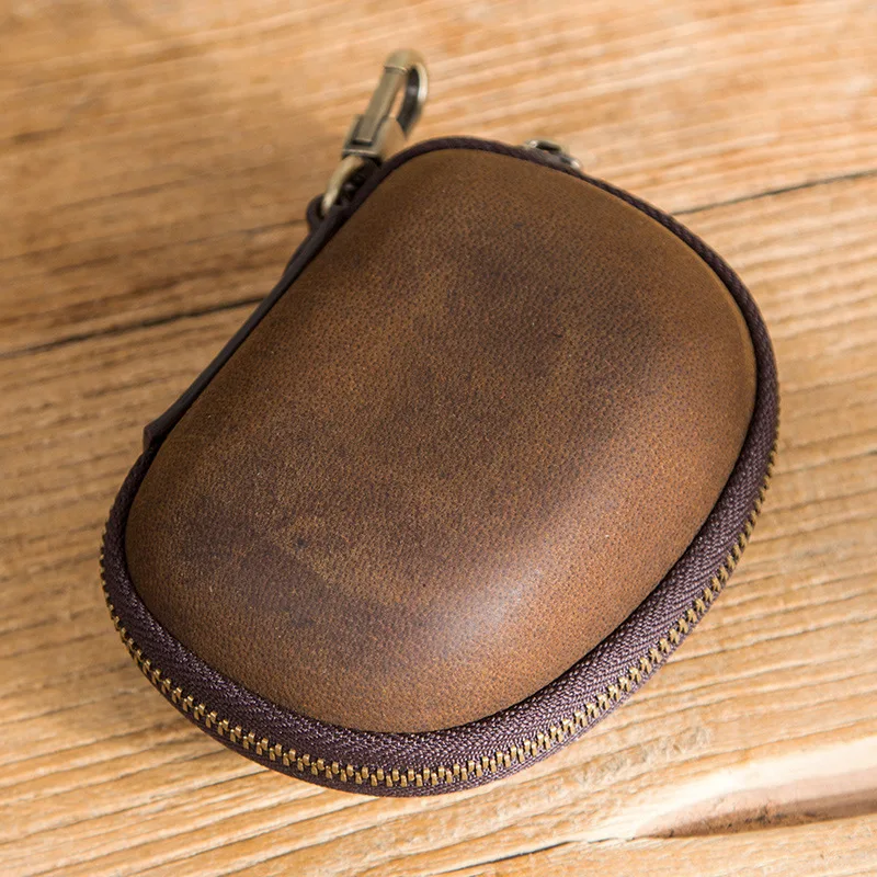 

Men's leather coin purse, men's round small zipper coin purse, storage bag, wallet, wallet, men's round hook, men's leather