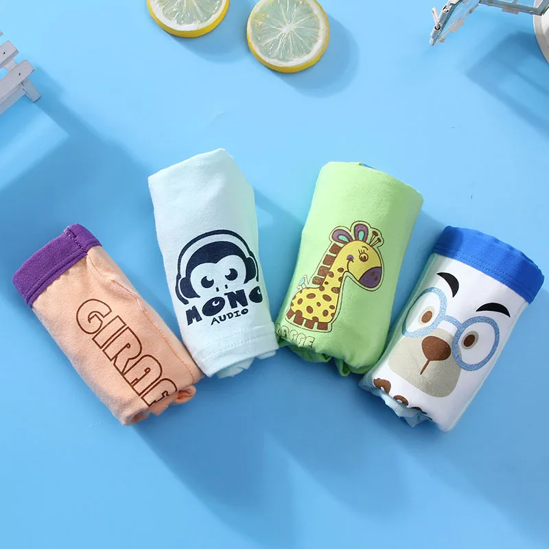 

4psc/упаковка; Яркие Цвет нижнее белье для мальчиков; Нижнее белье квартира угловой хлопковые детские шорты с героями мультфильмов подходит 4-12years мальчика или девочки случайный Цвет