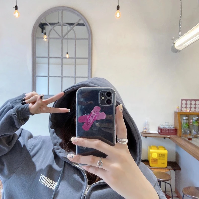 Hot Transparent cute funny ok bandage soft silicon phone case for iphone 12 11 Pro 7 8 plus X XS XR MAX fashion protect cover