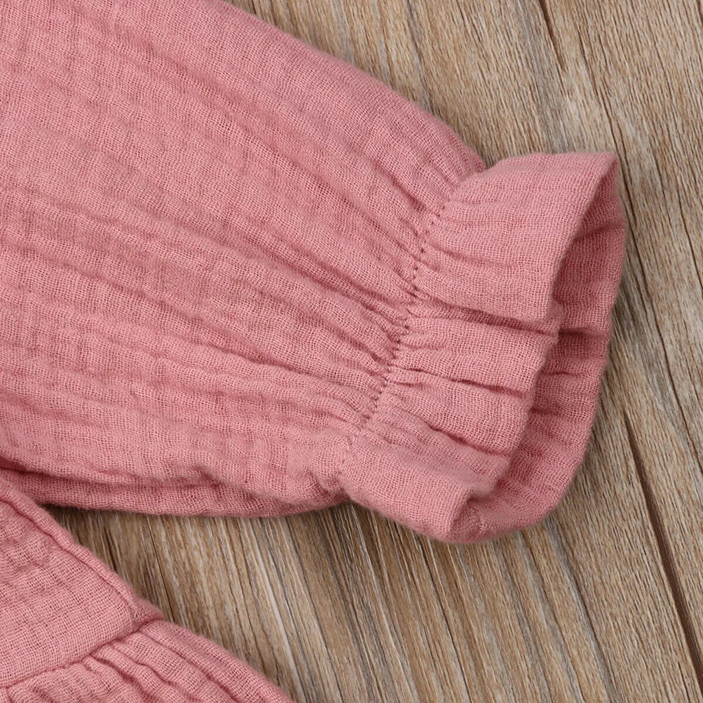 SAGACE Baby Rompers Cute Newborn Doll Collar Girl Solid Long Sleeve Ruched Tops For Infant Romper Clothes Boy | Детская одежда и