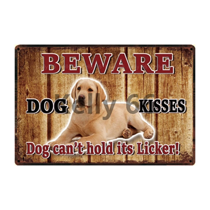 

[ Kelly66 ] Beware Dog Kisses Husky Labrador Dalmation Dachshund Metal Sign Home Decor Bar Wall Art Painting 20*30 CM Size Dy134