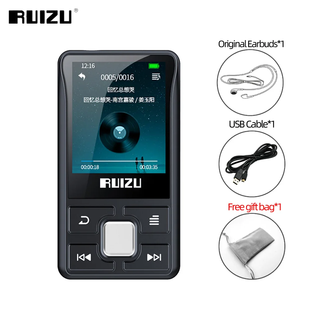 Black RUIZU X55 Клип Спорт Bluetooth MP3 плеер 8 Гб мини с экраном Поддержка TF карты, FM, запись, электронная книга, часы, шагомер музыкальный плеер - Цвет: Black