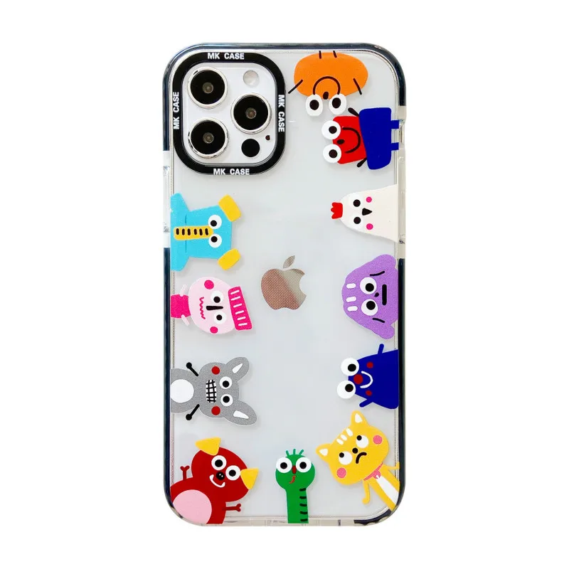 

Transparent cartoon phone case is suitable for iPhone11 12Pro Max mini X XR XS XSMax 8 7PluS anti-drop protective back cover