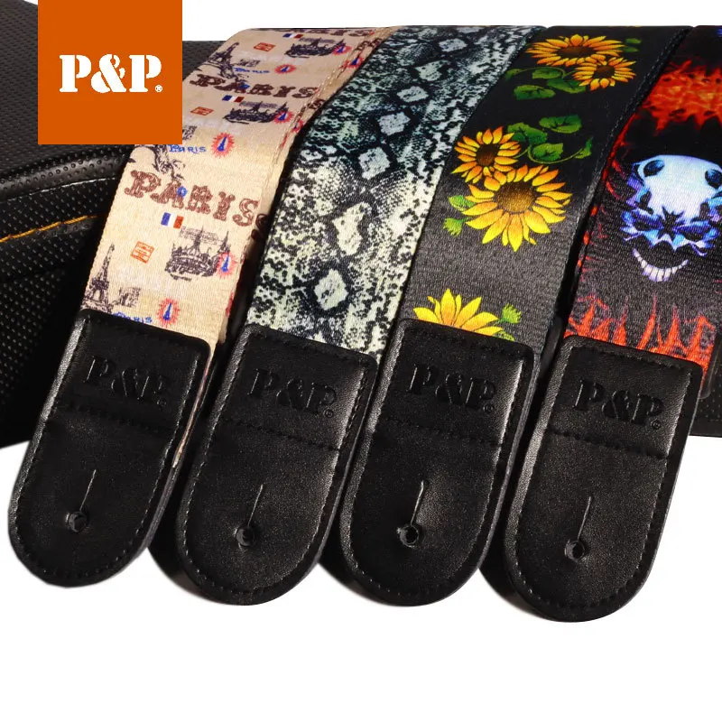 

Nationality Style Sunflower Thermal Printing Guitar Strap for Electric Acoustic Folk Bass Guitar Belt