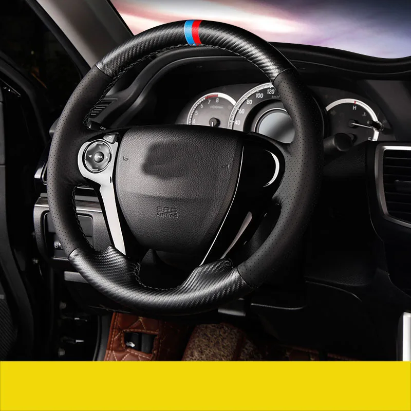 Lsrtw2017 углеродное волокно составной коровья кожа автомобильный чехол на руль для