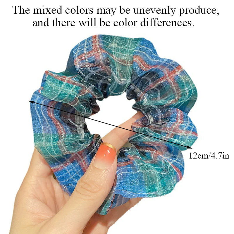 

Big Size Organza Hair Scrunchies For Women Elastic Plaid Hair Bands Girl Headwear Ponytail Holder Hair Tie Hair Accessories