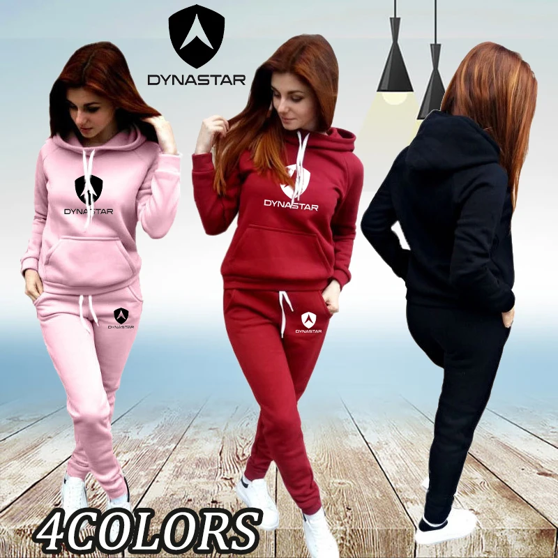 

2022 Spring and Autumn New DYNA Printed Women's Suit Two-piece Casual Solid Color Trendy Solid Color Lace-up Windproof Tracksuit