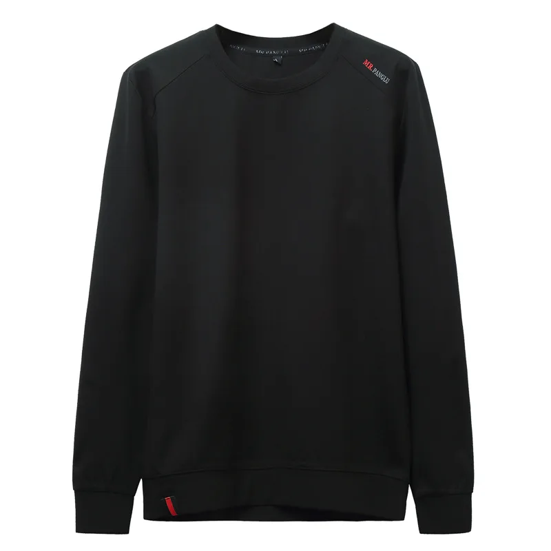 

Autumn new men's fattening plus size solid versatile round neck long sleeve t-shirt men's fat black base shirt