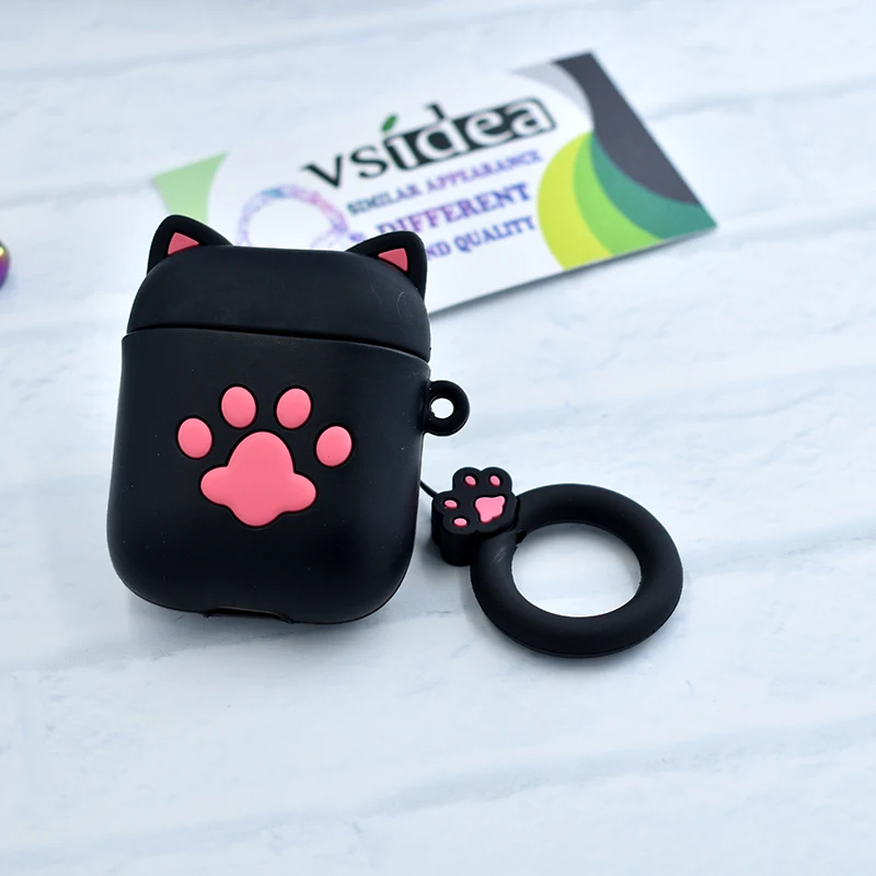 Для Airpods силиконовый защитный чехол TWS i11 i12 гамбургер попкорн Bluetooth наушники зарядное устройство коробка крышка Анти-потеря ремешок подарок - Цвет: Черный
