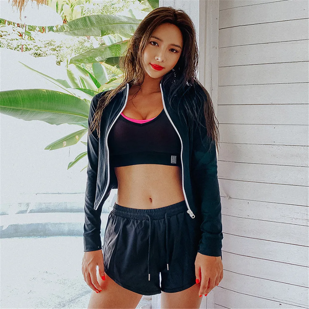 Женский костюм для серфинга из двух предметов однотонный купальник на молнии с