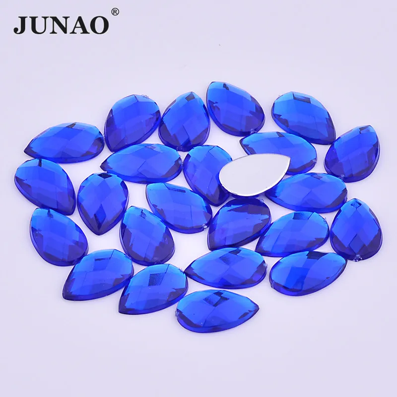 JUNAO 8*13 мм 18*25 темно-синий каплевидный кристалл Стразы с плоским основанием