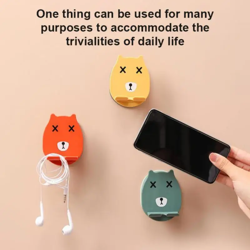 

Punch Free Wall Mounted Organizer Storage Shelf Mobile Phone Storage Rack Wall Holder Multifunction Bedroom Bedside Fixed Hook