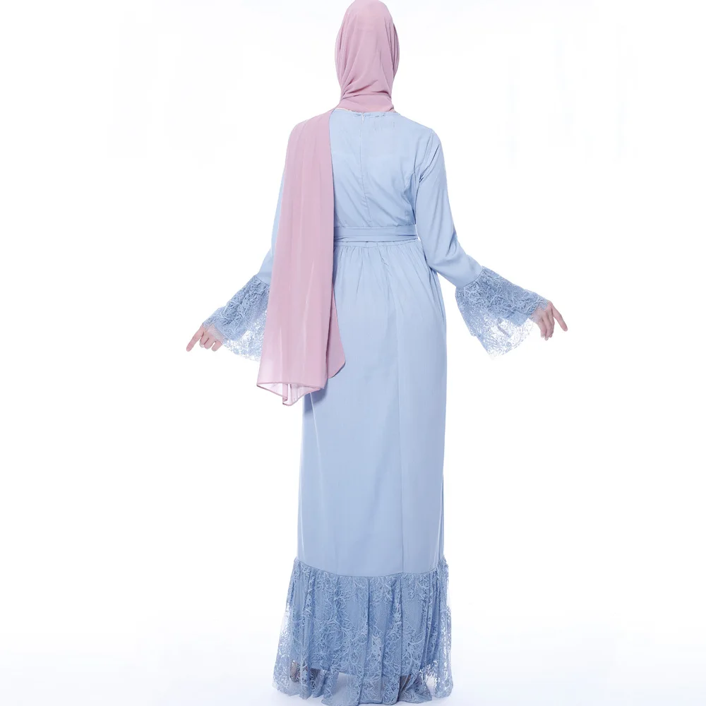 Мусульманское свободное платье макси Abaya высококачественное кружевное на
