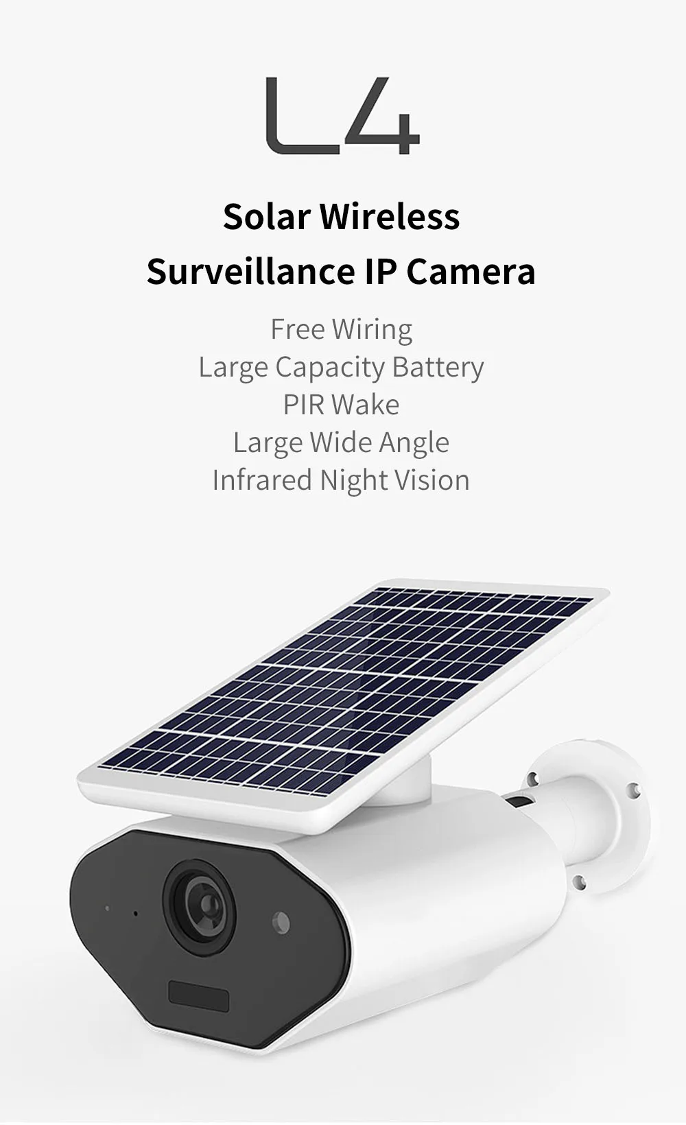 L4 Plus Wifi Беспроводная камера, низкая мощность, ip-камера, солнечная энергия и батарея, водонепроницаемая, 1080P IR, ночное видение