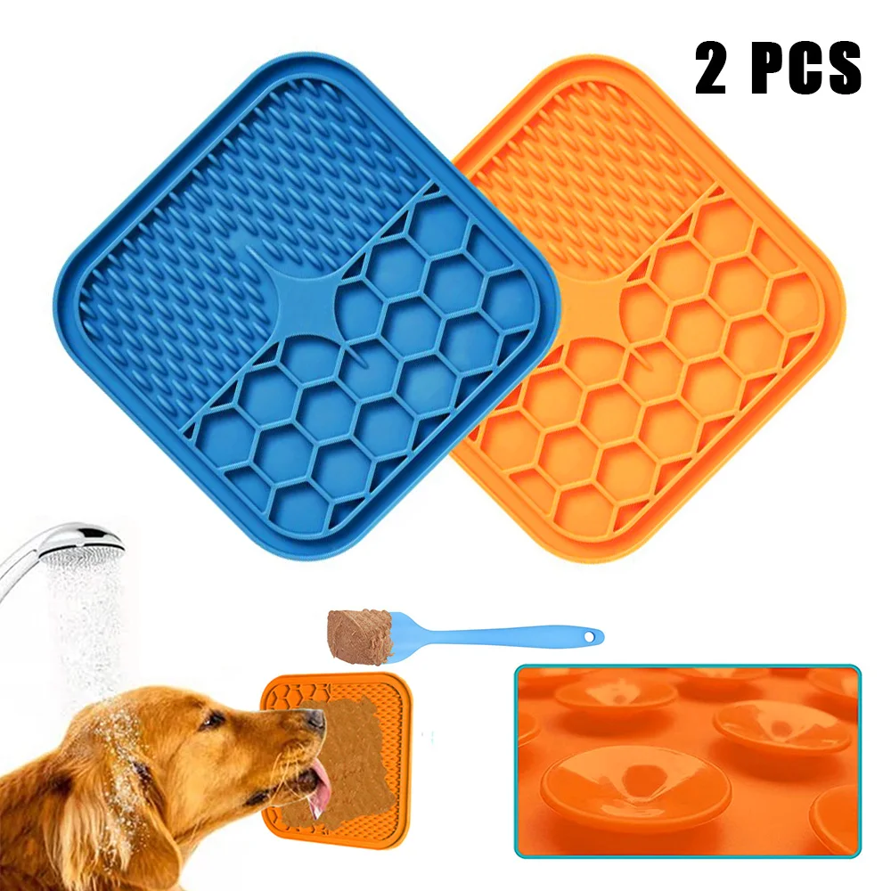 

2 pcs/set Pet Treat Dispensing Pads Cats Dog Licky Mat Slower Feeder Pad Dog Feeding Lick Pad Feeding Cats Dogs Licking Bowls