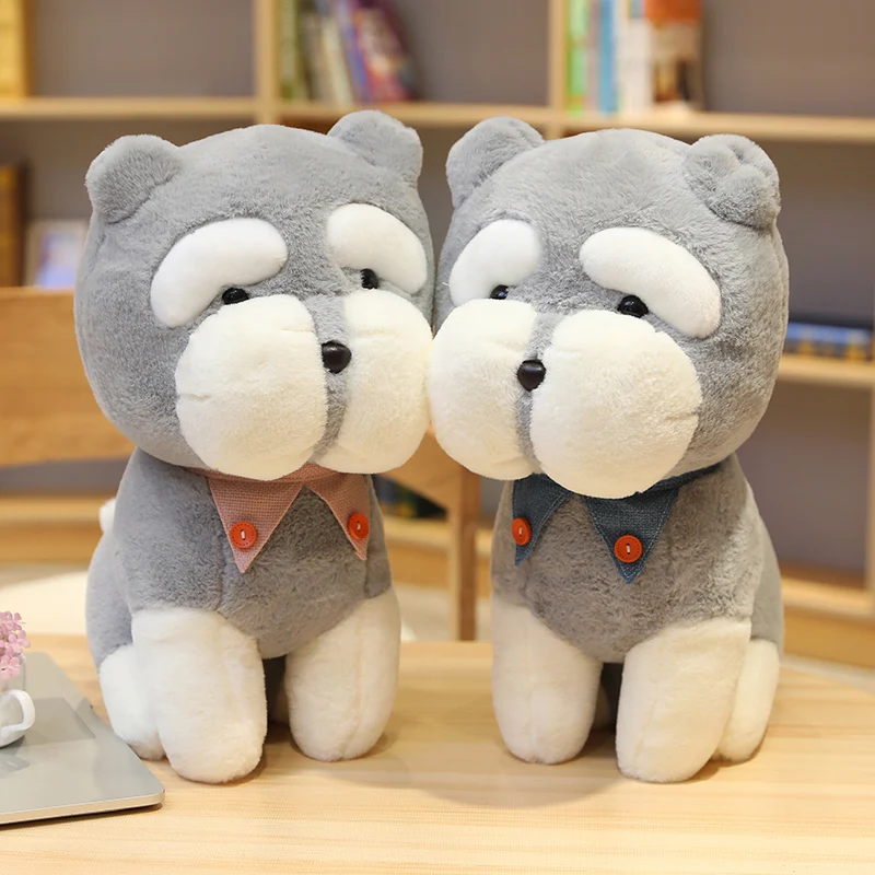 

35-55CM Cute Grey Stuffed Dog Plush Toy Pillow Shiba Inu Shar Pei Schnauzer Toy Pillow Baby Sleeping Toy Birthday Gift