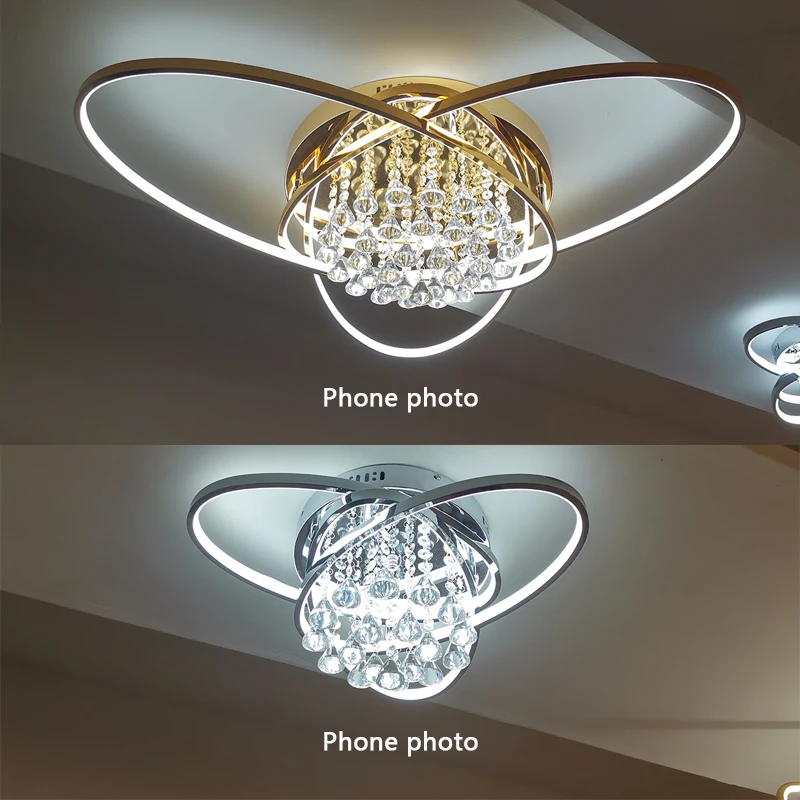 

New modern LED living room ceiling lights for bedroom study room restaurant Gold/Chrome Plated AC90-260V Ceiling lamp Fixtures