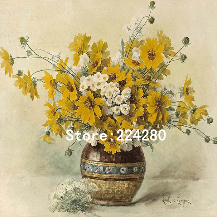 Набор для рукоделия с желтыми цветами и хризантемами 14ct без печати ручная