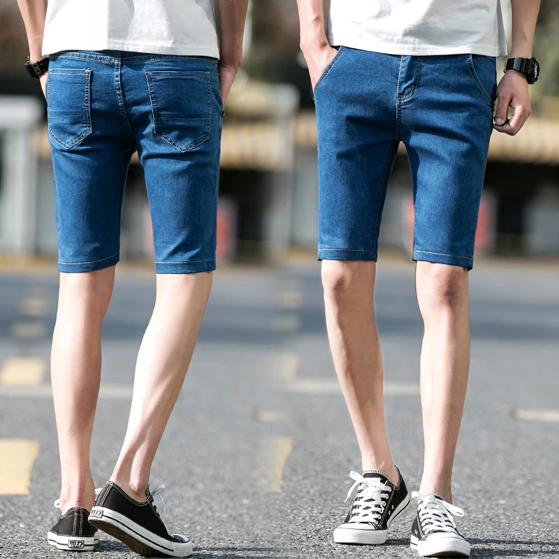 

Fashion Men Denim Shorts Good Quality Short Jeans Men Cotton Solid Straight Short Jeans Male Blue VogueShort Jeans