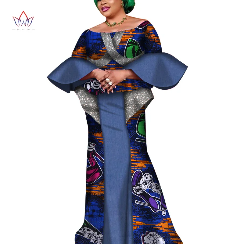 Women African Clothing Dashiki Bazin Riche Women Skirt Set Party Patchwork Customization flaver sleeve Top Skirts Sets wy6814