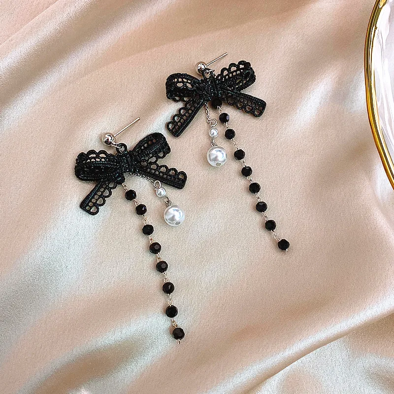 

S925 Серебряная игла корейский стиль знаменитостей имитация жемчуга кисточка длинный парадный Стразы элегантная темпераментная сетка