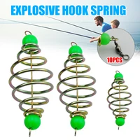 10pcs inline fishing baits football shape hanging tackle metal feeder fishing tools fluorescent fishing accessories bhd