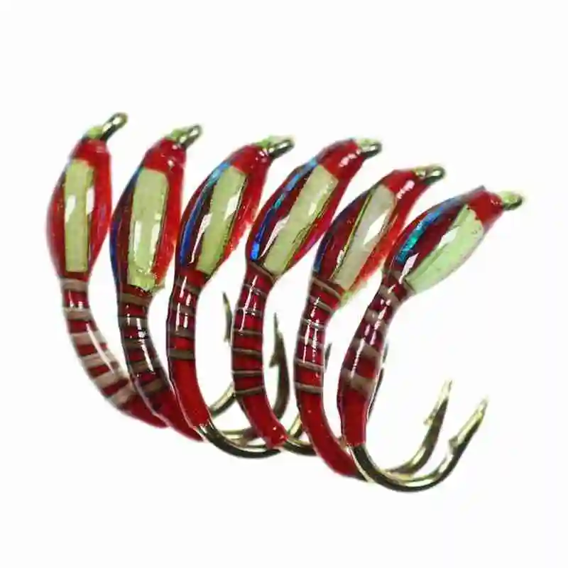 

6 шт./компл. 12 # приманка для рыбной ловли, Высококачественная приманка с красным фоном и павлином, рыболовная приманка голубого цвета, Рыболо...