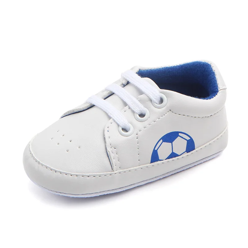 Футбол шаблон мягкая кожа детская обувь мокасины младенческие Мальчики Девочки