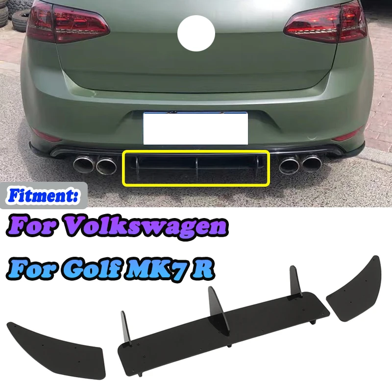 

High Quality Car Rear Bumper Diffuser Rear Bumper Protector Rear Side Splitters Spoiler Lip For VW Golf MK7 R Black