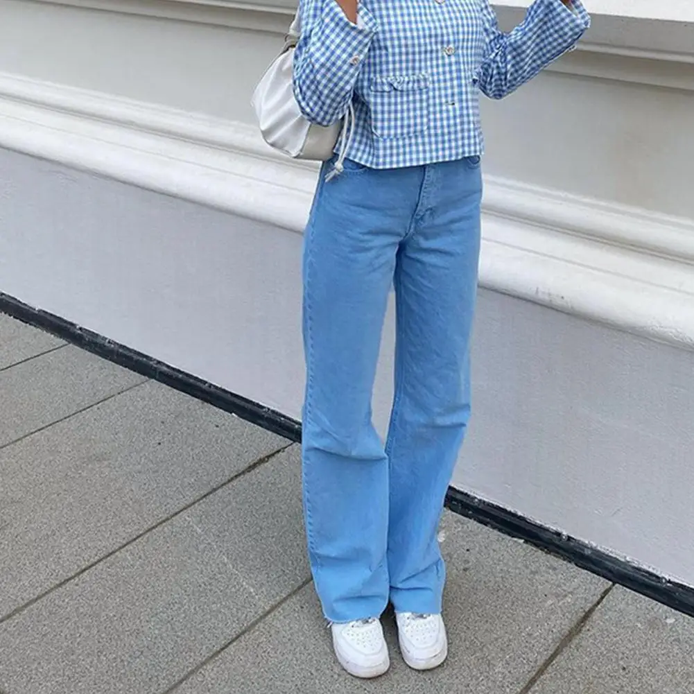 

Женские мешковатые джинсы Y2K, цветные прямые джинсовые брюки-карго с широкими штанинами, однотонные разноцветные джинсы, повседневная Улич...