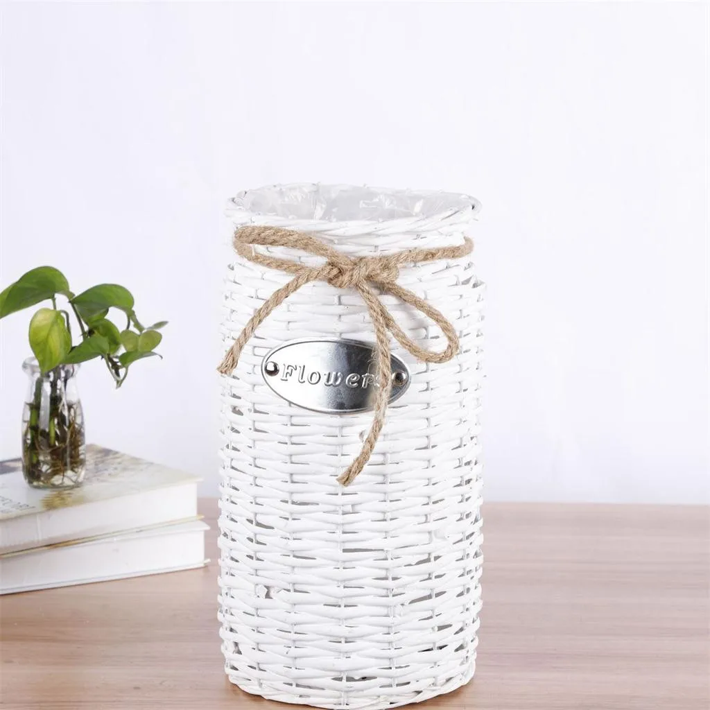C Wicker vine High Floor Vase Crafts Woven Storage Basket Flower Plants Straw Pots Bag Home Decor FD06 | Дом и сад