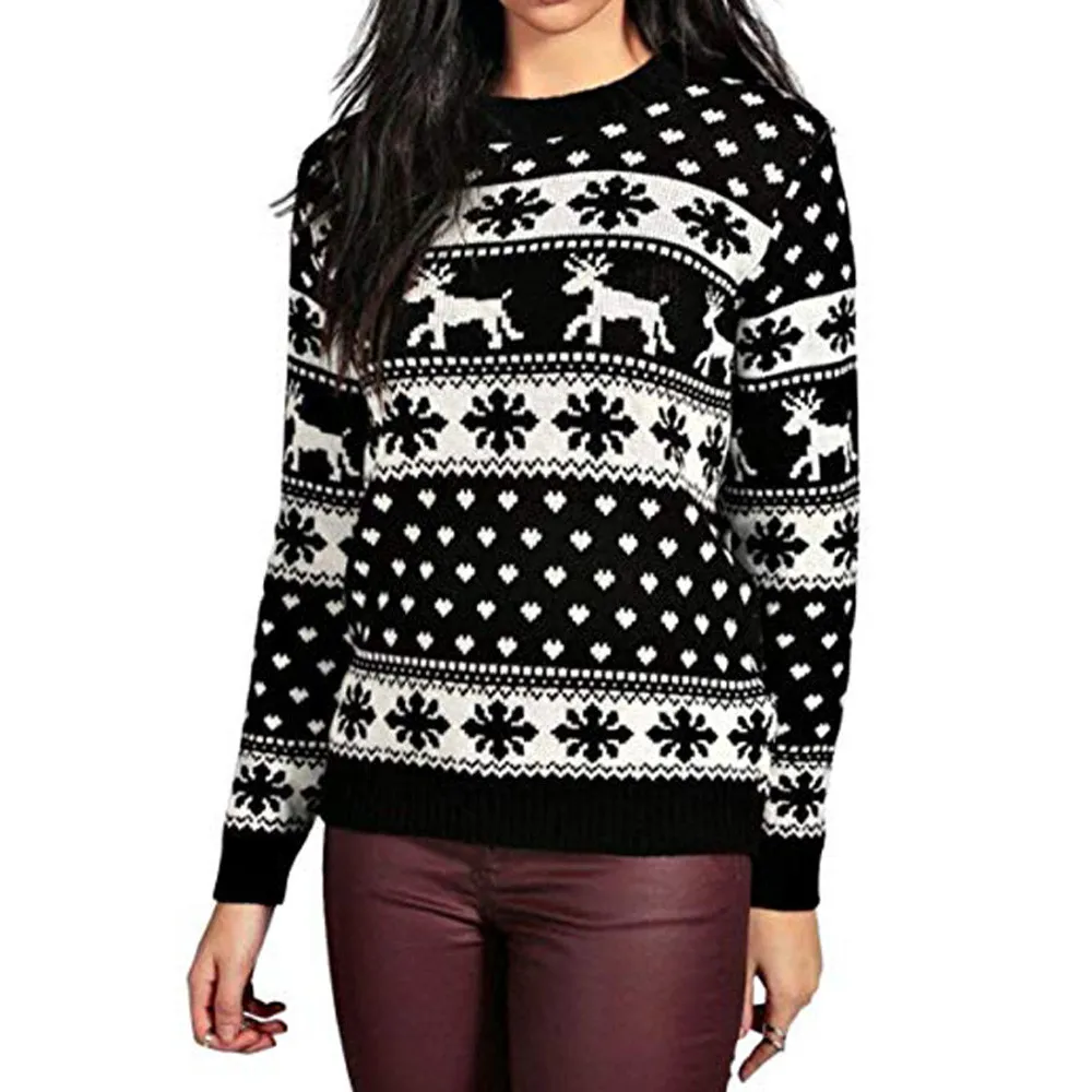 SAGACE Женская рождественская блузка с длинным рукавом и цветочным принтом топ