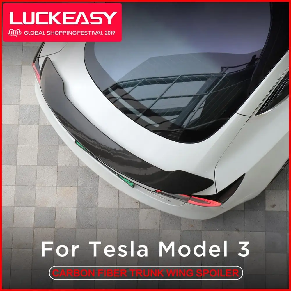 LUCKEASY крыло багажника из углеродного волокна спойлер для Tesla модель 3- купе производительность спойлер крыло самолета крыло хвост