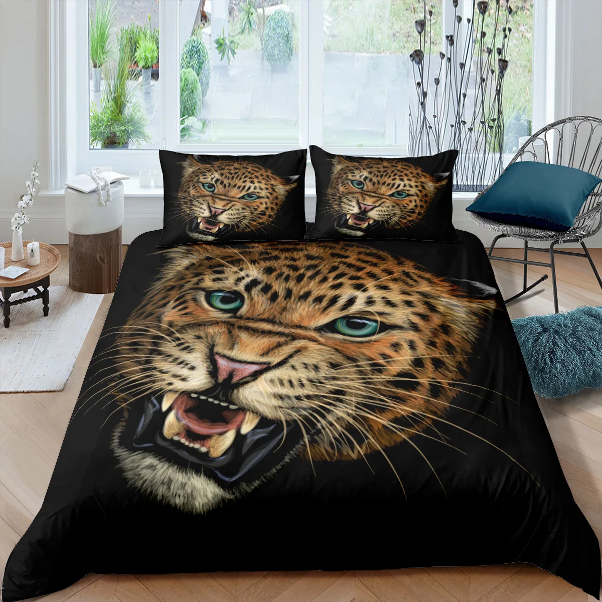 

Комплект постельного белья с 3d-цифровым принтом, с рисунком животных, пододеяльник, наволочка, Королевский Комплект постельного белья для м...