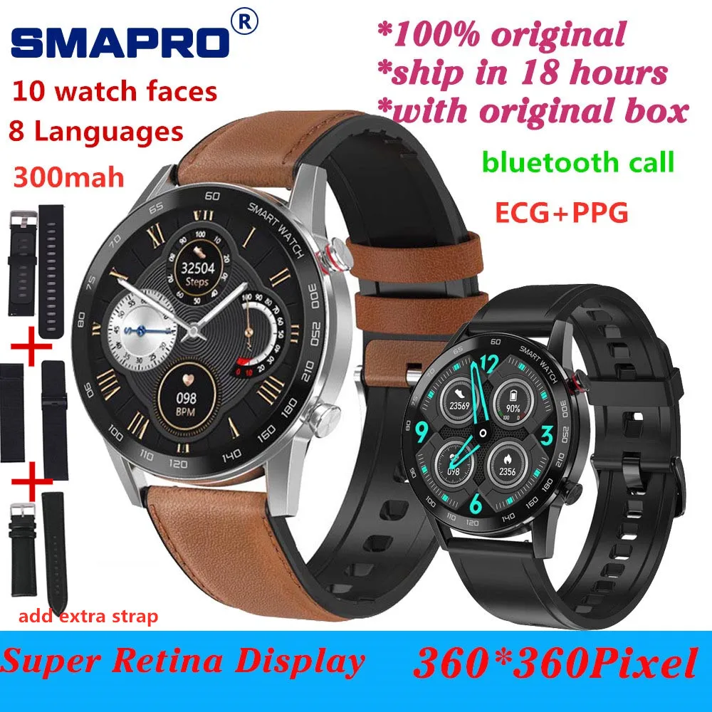 Умные часы DT95 IP68 Bluetooth Вызов разрешение 360*360 PGG + ECG монитор сердечного ритма во