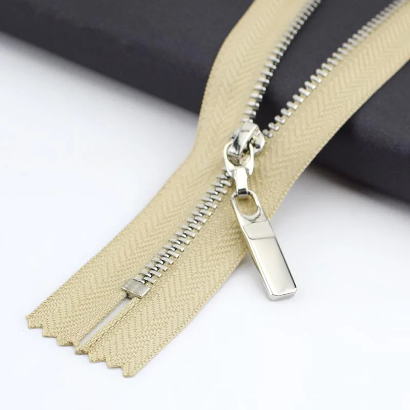 khaki silver 3 шт. Meetee 3#20 см металлическая молния Медь зуб Closeend застежка-молния одежда джинсы карман на молнии сумки кошелек Ремонтный комплект аксессуары - Цвет: khaki silver