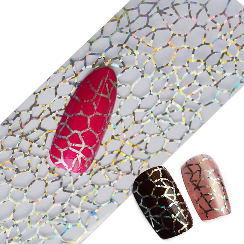 

1 Sheet DIY Cobweb Pattern Nail Foils Transfer Sticker Glitter Nail Art Full Tips Nail Decal