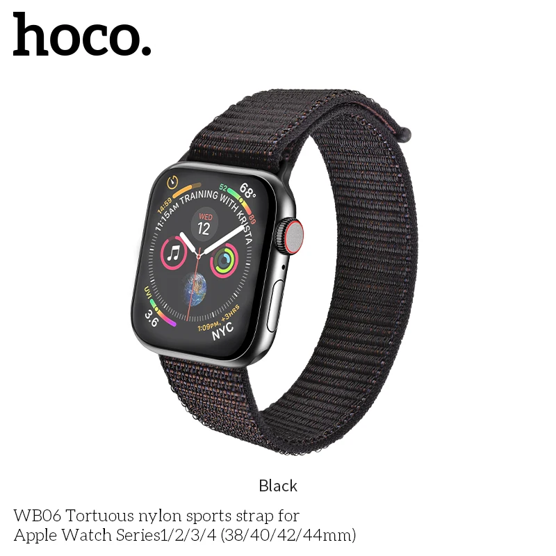 Hoco нейлоновый ремешок для Apple Watch, 4 ремешка, 44 мм, 42 мм, 40 мм, 38 мм, браслет Pulseira, аксессуары для часов, подходит для Apple Watch Series 5 Correas
