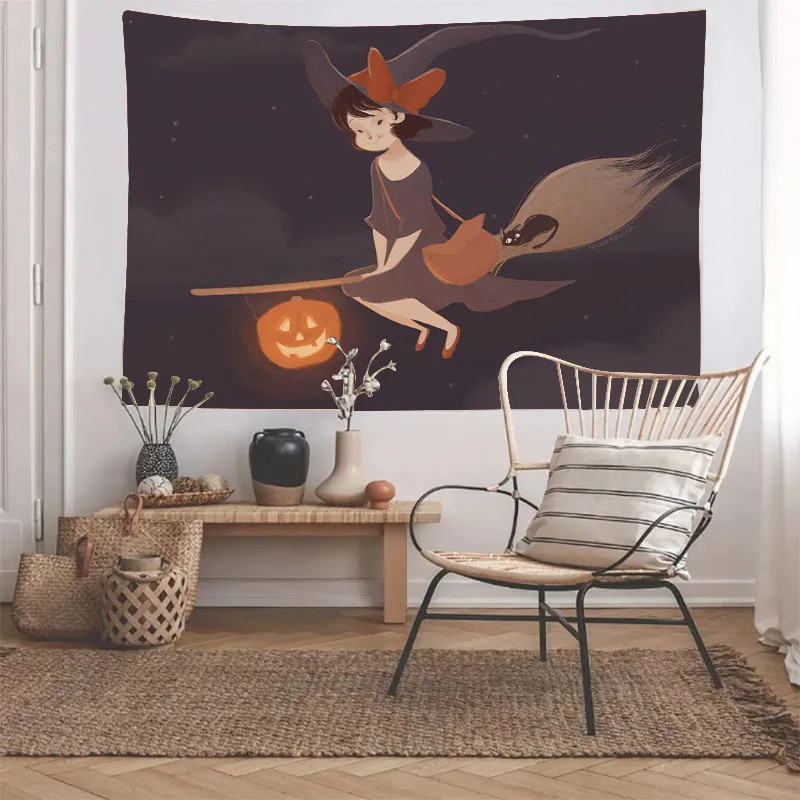 

Гобелен для Хэллоуина, мультяшное настенное одеяло для девочек, праздничное настенное одеяло, настенная ткань для ужина, вечевечерние в сти...