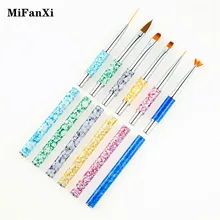 6 Style Nail Art Painting Drawing Carving Liner Brush Fan Flat Manicure Line Stripes UV Gel Extension Builder Detachable Pen