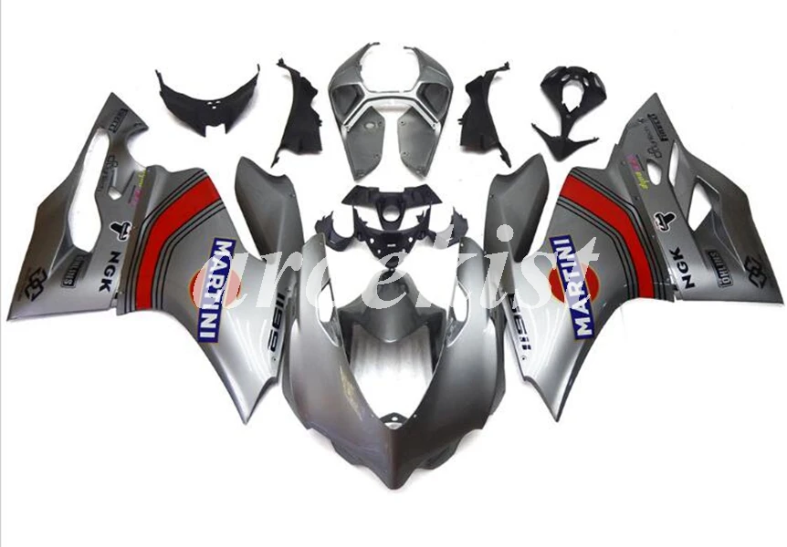 

New ABS Injection Fairings Kits For DUCATI 899 1199 S R Panigale 12 13 14 15 16 899R 1199R 899S 1199S 2012-2016 Custom Silver