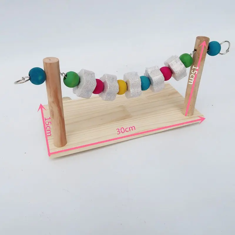 

Hamster Wood Stand Platform with Chewing Toys Teeth Grinding Stones for Mouse