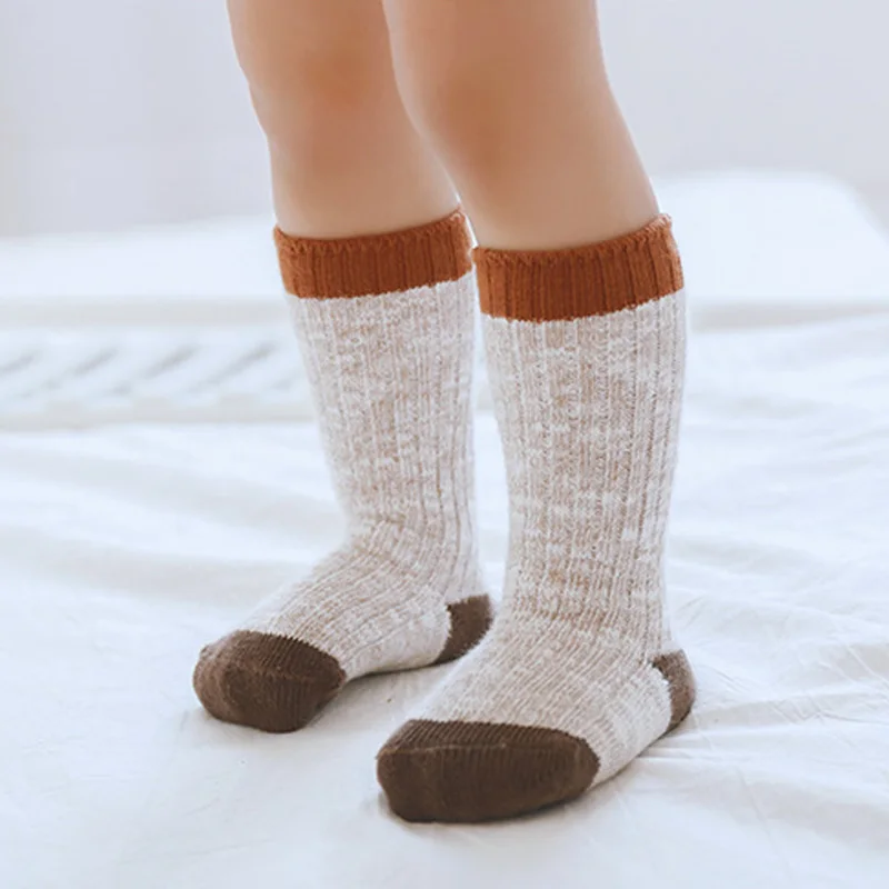 Шерстяные теплые носки для малышей зимние до щиколотки девочек и мальчиков