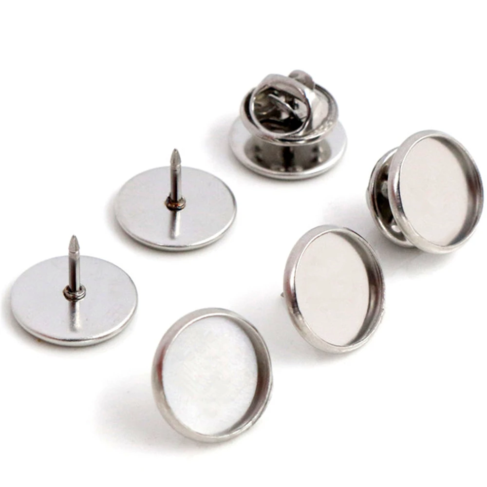 10pcs 12mm Inner Size Stainless Steel Material Brooch Style Cabochon Base Blank Cufflink Spacer Settings Tie Tack Pins-T5-06 | Украшения и