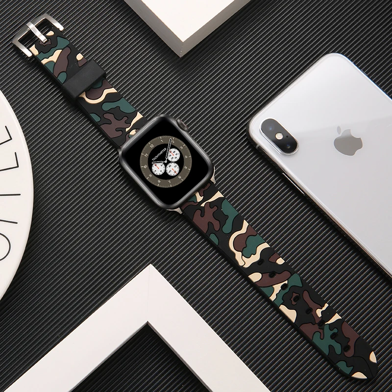 Цветной мягкий силиконовый спортивный ремешок для Apple Watch 6 5 4 SE Band 44/40 мм на