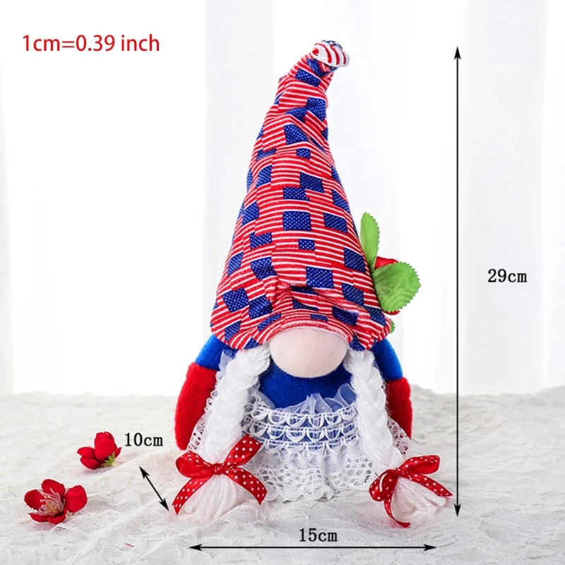 

Patriotic Gnome Flower Veterans Day Tomte for 4th of July Gift Handmade Elf Scandinavian Household Ornaments