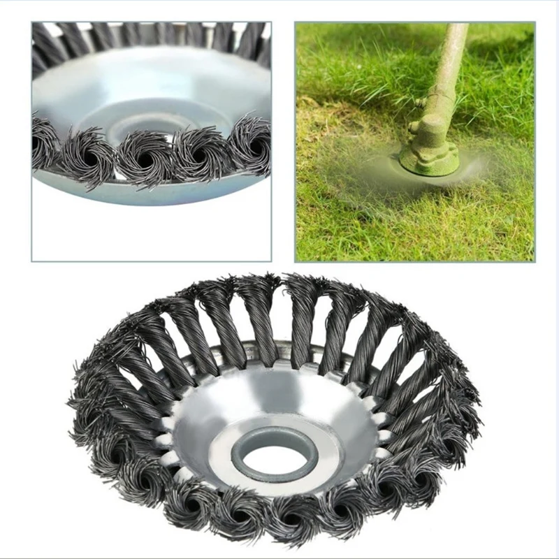 

8 Inch Steel Wire Wheel Garden Weeding Brush Lawn Mower Grass Eater Trimmer Brush Cutter Tools Parts Weeding Brush